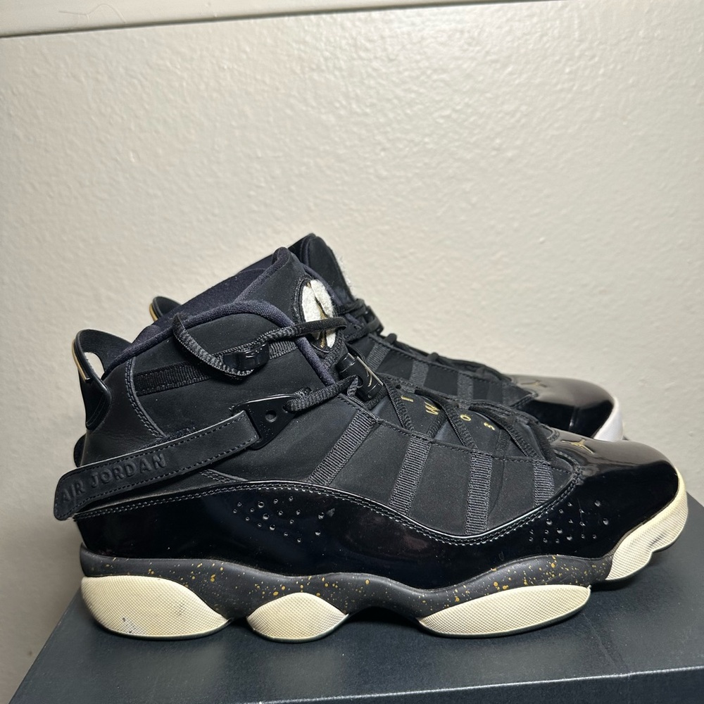 Air Jordan 6 Rings Black Metallic Gold Men’s Size 12